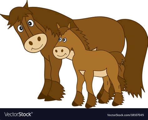 Cute cartoon horse with foal Royalty Free Vector Image