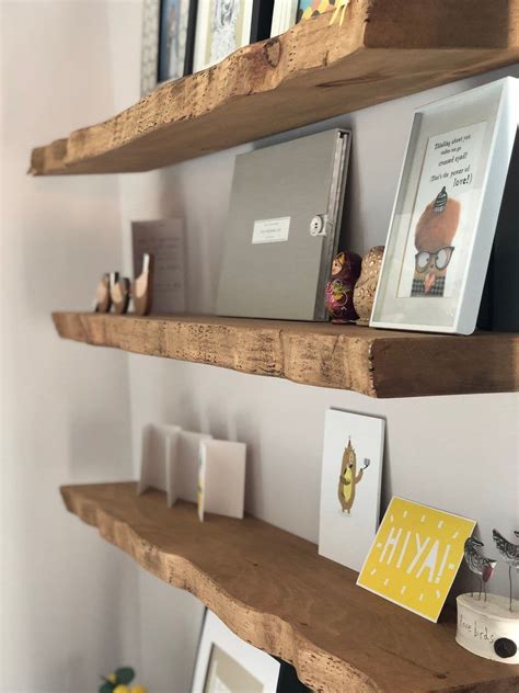 Rustic Live Edge Floating Shelves Handmade Solid Wood 19 5cm Depth x ...