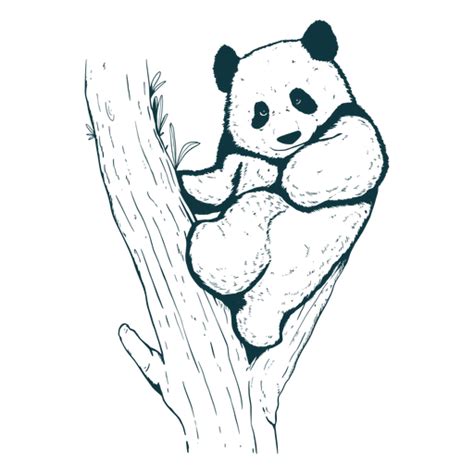 Panda On Tree Hand-drawn PNG & SVG Design For T-Shirts