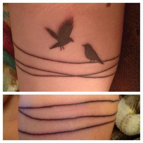 Bird on a wire tattoo for my best friend | Bird tattoo wrist, Birds ...