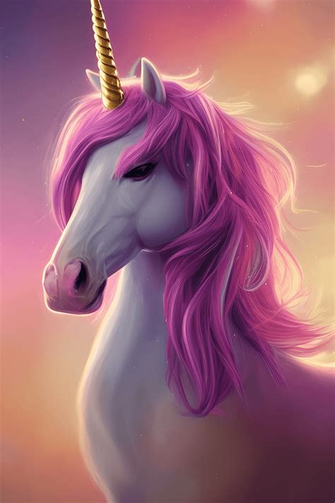 Beautiful Unicorn in Gold and Purple Pink · Creative Fabrica