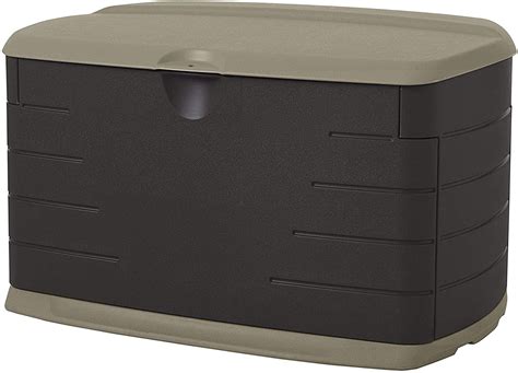 Rubbermaid Extra Large Resin Weather Resistant Outdoor Storage Deck Box, 120 Putty/Canteen Brown ...