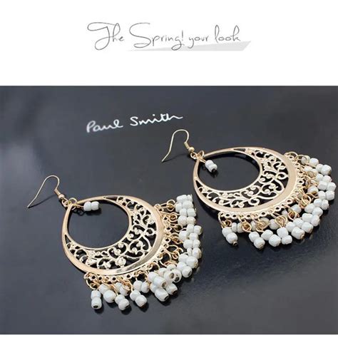 New Style Bohemian Earrings Europe Ethnic Style Hollow Beaded Tassel ...