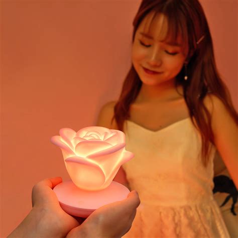 Buy quality Three-speed Touch Romantic Rose Night Light Usb Charging Desk Lamp Led Silicone ...