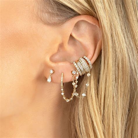 Huggie Connected Cuff Earring | The Last Line | Diamond ear cuff, Ear cuff, Diamond