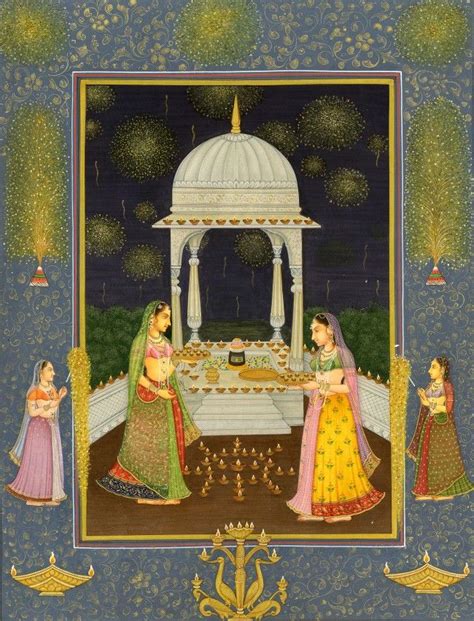 Deepawali (Diwali) at the Shrine | Rajasthani painting, Mughal ...