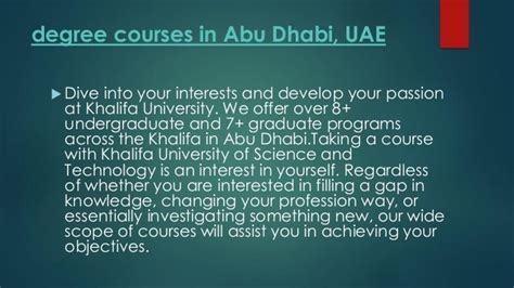 Degree courses in abu dhabi, uae