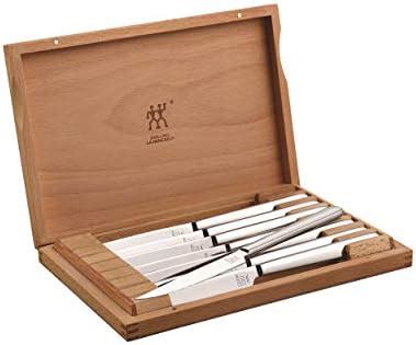 ZWILLING Premium Set of 8 Stainless German Steel Serrated Steak Knife Set with Wood Box - Razor ...