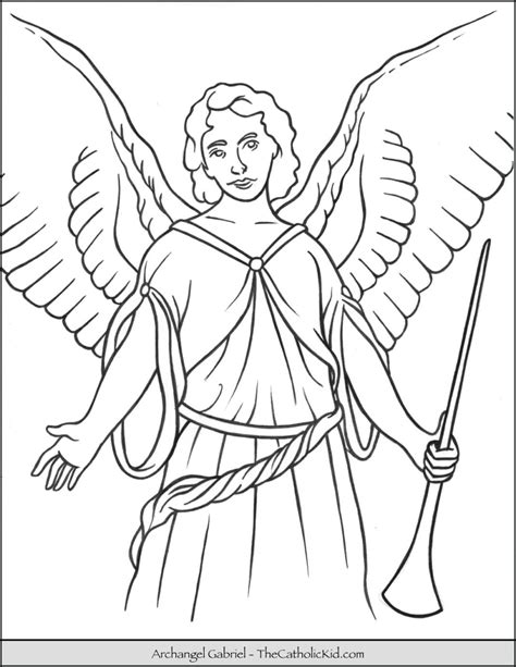 Archangel Gabriel Coloring Page - TheCatholicKid.com