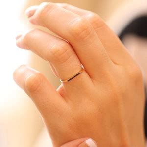 14k & 18k Gold Tiny Black White Diamond Ring / Handmade Black White Diamond Ring /stacking Ring ...