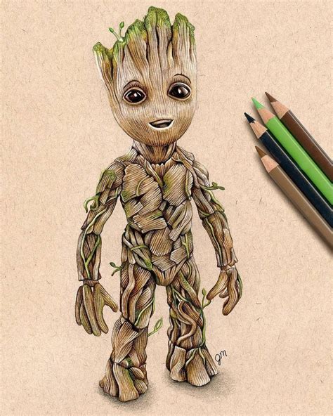 Hi I am Groot . ️art b | Baby groot drawing, Marvel art drawings, Marvel drawings