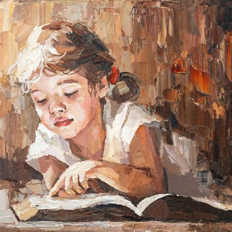 Little Girl Reading Wall Art | Painting