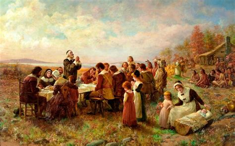 Details about Mayflower Pilgrims First Thanksgiving 24 x 15 inch Art Quality Print | Mayflower ...