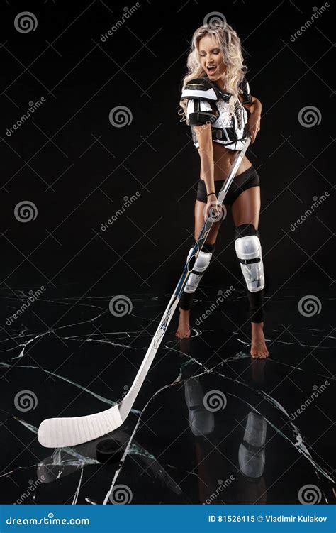 Hockey girl stock image. Image of athlete, background - 81526415