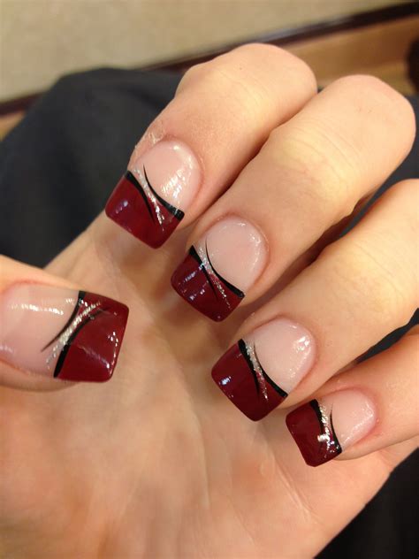 Maroon Acrylic Nails Designs - template