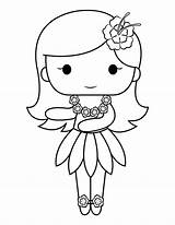 Printable Hula Girl Coloring Page sketch template