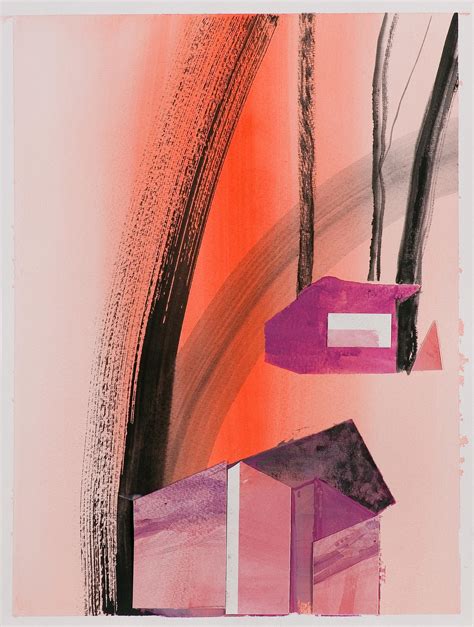Monika Stolarska - Rynia 1 - Collage and Painting On Paper, Architectural Landscape With Birch ...