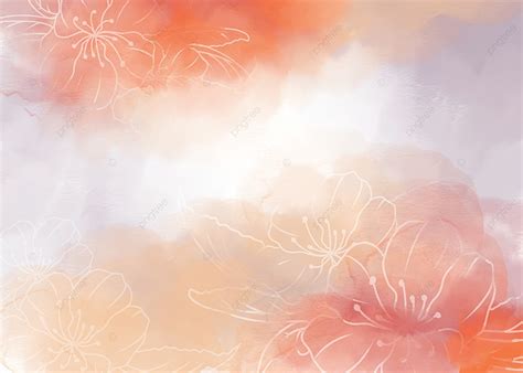 Orange Gradient Wedding Watercolor Floral Background, Background Decoration, Flowers, Background ...