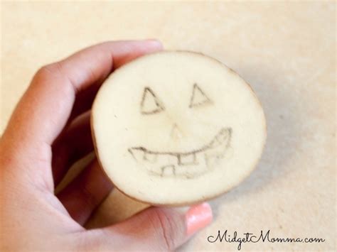Potato Jack O Lantern Stamp Halloween Craft
