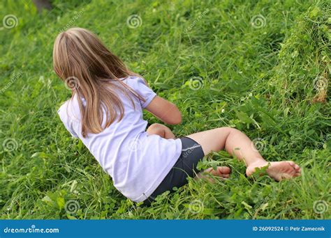 Barefoot Girl On Grass Stock Images - Image: 26092524