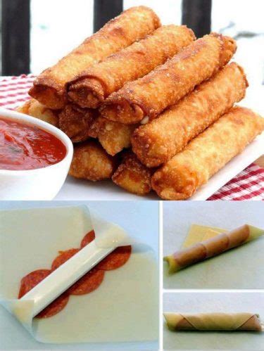 Deep Fried Pizza Rolls w/ Pepperoni, Mozzarella & Herbs w/ Pizza Sauce ...