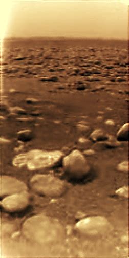 An image from Titan's surface — the only image from the surface of an object farther away than ...