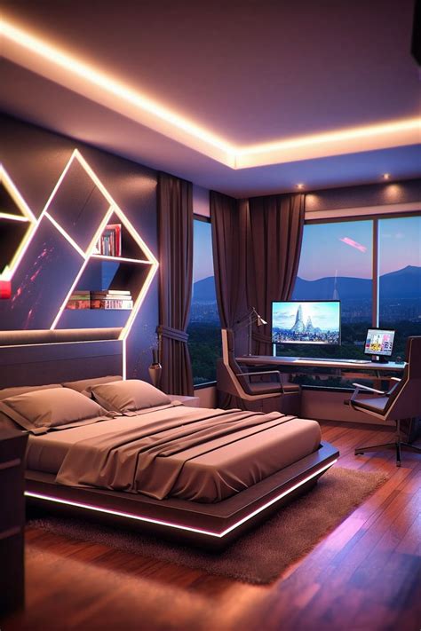 Geometric Haven Gaming Bedroom | Remodelación de dormitorio, Imagenes de casas lujosas, Ideas de ...