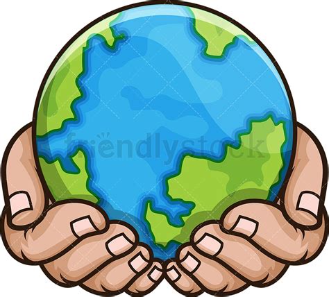 Hands Holding The Earth Cartoon Vector Clipart - FriendlyStock