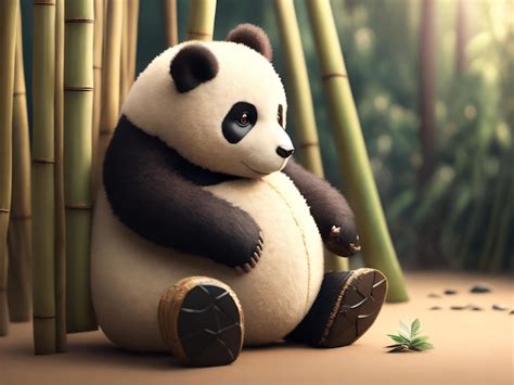 Premium Photo | Cute panda with bamboo background for desktop wallpaper