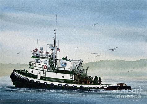 Tugboat Painting at PaintingValley.com | Explore collection of Tugboat ...