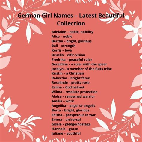 German Girl Names With Meaning at gantlamaareteblog Blog