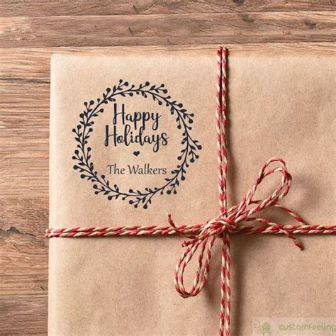 Custom Christmas Stamp for Card Making Happy Holidays Stamp | CustomFeeling