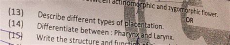 uweel actinomorphic and zygomorphic flower. OR (13) (14) Tis) Describe different types of ...