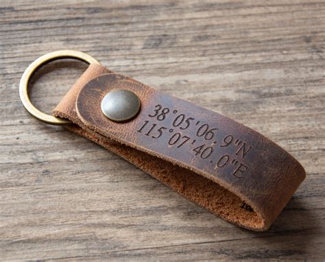 Engraved Leather Keychain Personalized Leather Keychain Belt | Etsy