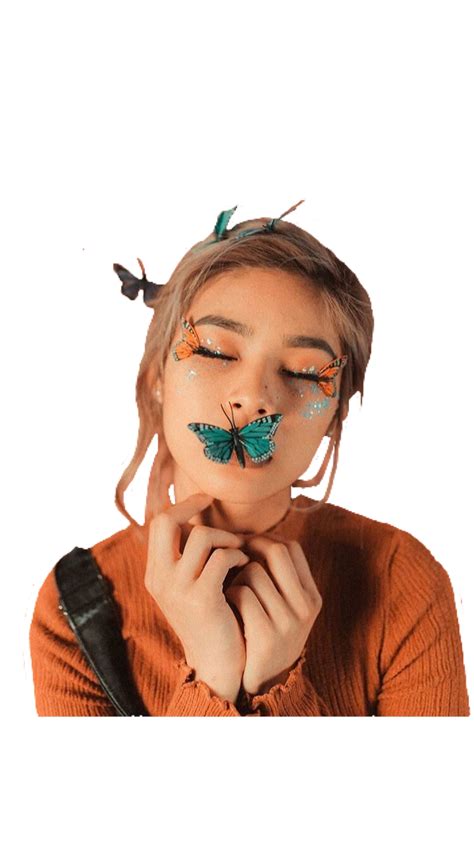 Orange outfit girl png butterfly