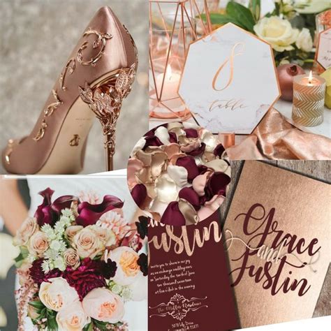 Burgundy and Rose Gold Wedding Vision Board - J'aime Events | Anniversario di matrimonio ...