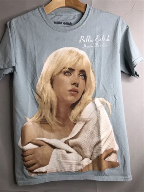 BILLIE EILISH HAPPIER Than Ever Light Light Blue T-Shirt Size S SMALL $20.69 - PicClick