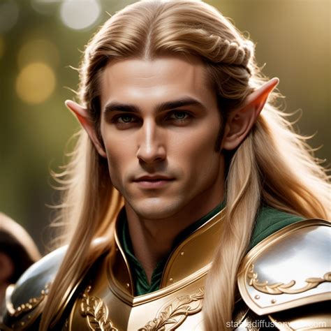 Golden-Haired Muscular Elf in Plate Armor | Stable Diffusion Online