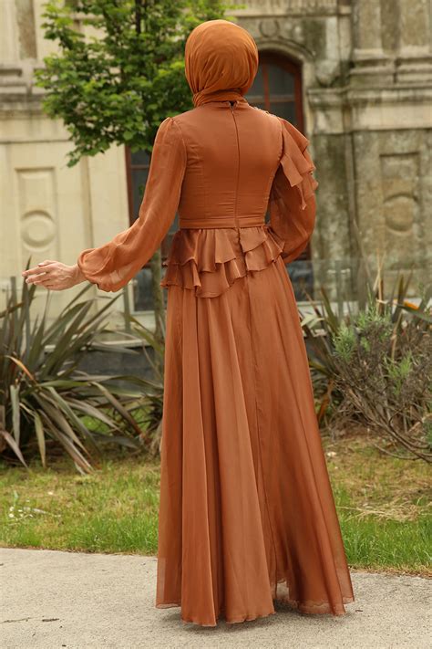 TAN COLOR EVENING DRESS