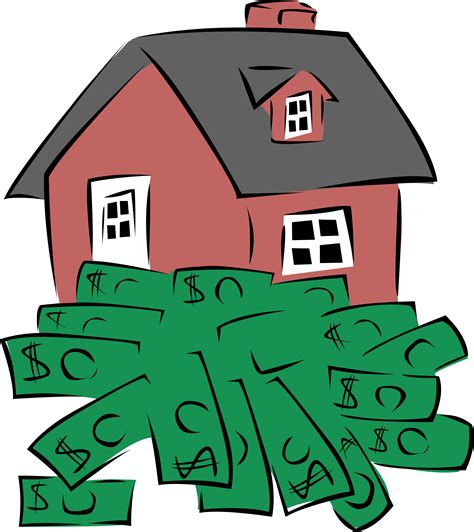 Clipart - House sitting on a pile of money