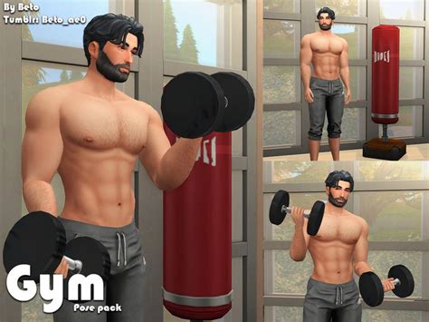 Beto_ae0's Gym (Pose pack) in 2024 | The sims 4 packs, The sims 4 skin, Sims 4