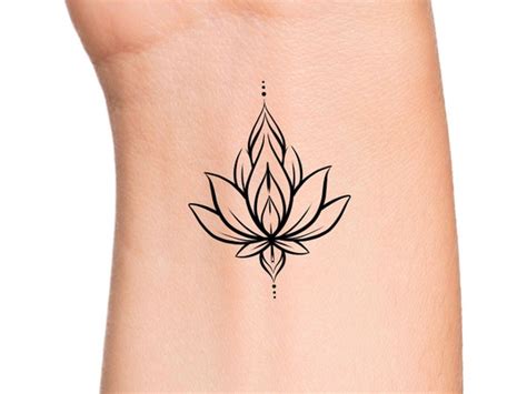 Pretty Lotus Temporary Tattoo / Cute Flower Tattoo / Floral | Etsy