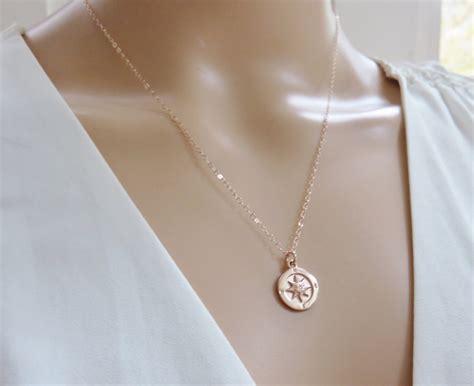 Rose Gold Compass Necklace Graduation Gift for Her - Etsy