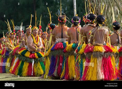 Yapese women in traditional clothing dancing at Yap Day Festival, Yap Island, Federated States ...