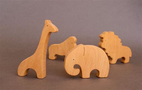 Wooden Set of Zoo Animals Wooden Toys Organic Toys for Baby | Etsy