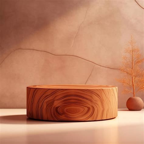 Premium AI Image | Clean and Smooth Round Teak Wooden Podium with Beautiful Wood Finish ...