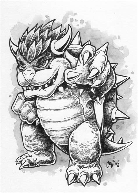 Bowser Super Mario Bros Fine Art Wall Print by Bryan Collins - Etsy | Tatouage mario, Dessin ...