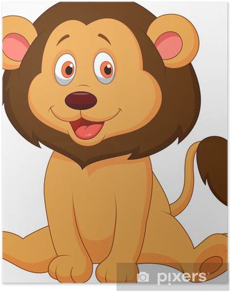 Poster Cute baby lion cartoon - PIXERS.HK