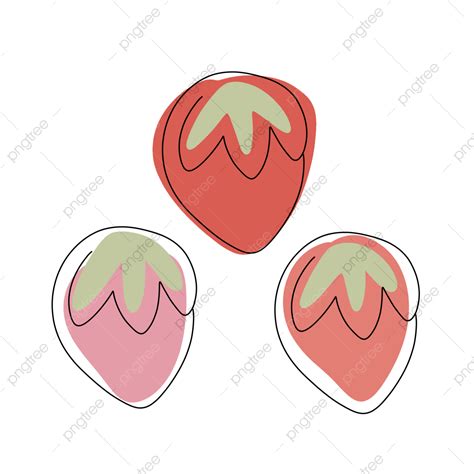 Drawing Strawberries PNG Picture, Cute Strawberry Line Art Drawing, Continuous Line Drawing ...