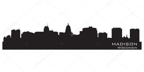 Madison, Wisconsin skyline. Detailed city silhouette. — Stock Vector ...